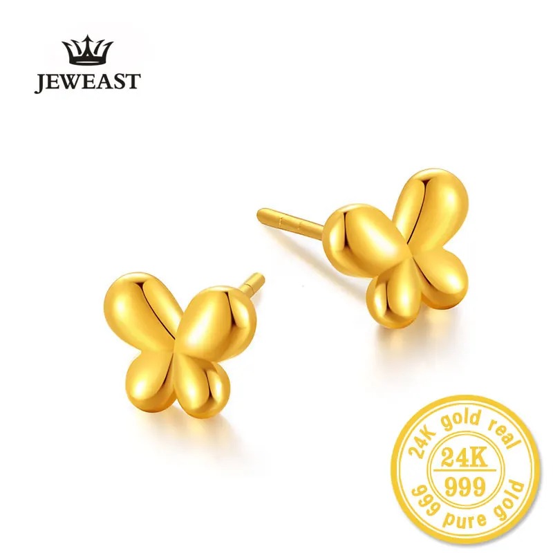 XXX BBB-pendientes de oro puro de 24 quilates para mujer y niña