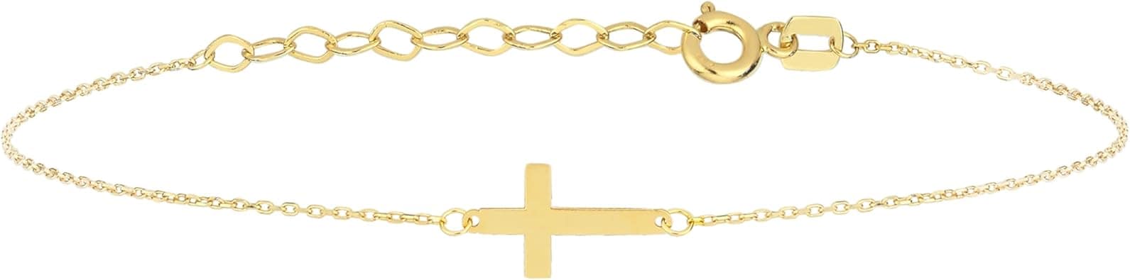 Pulsera de cruz de oro macizo de 14 quilates