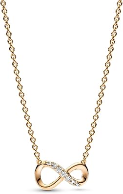 Pandora Moments Sparkling Infinity Collier - Collar de infinito chapado en oro de 14 quilates con circonita cúbica -