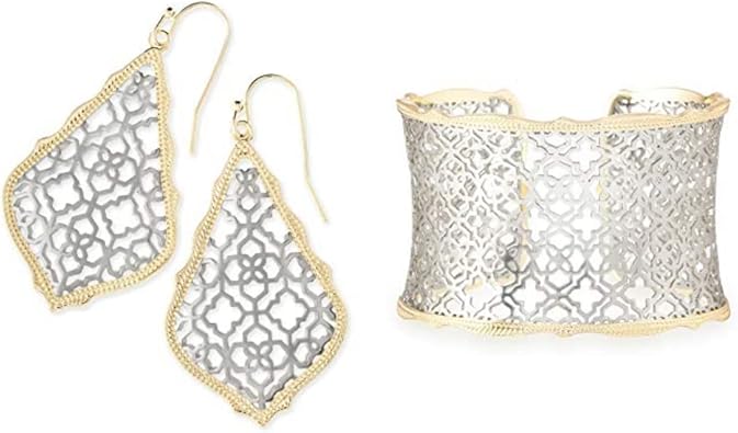 Kendra Scott Paquete de regalo, aretes Addie Drop y Candice para mujer en filigrana de metal mixto,