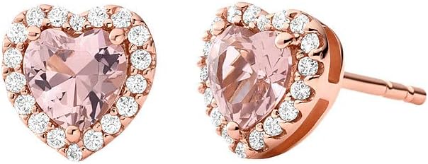 MICHAEL KORS Pendientes de tuerca de plata esterlina chapados en oro rosa de 14 quilates MKC1519A2791, Plata de ley, No es una piedra preciosa