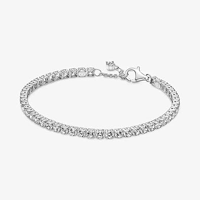 Pandora Pulsera de tenis brillante - Pulsera de plata de ley y circonita cúbica para mujer,