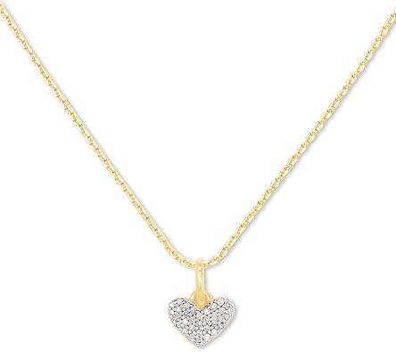 Kendra Scott Ari Pave Heart - Collar con dije de oro vermeil de 18 quilates en diamante blanco,