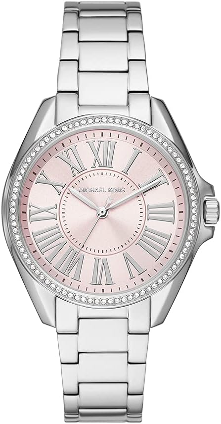 Michael Kors Reloj de cuarzo Kacie para mujer con correa de acero inoxidable, plata, 18 (Modelo: MK6929), plateado,