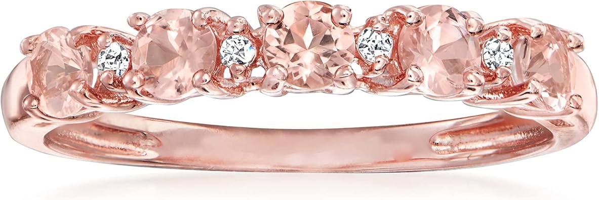 Ross-Simons Anillo de morganita de 0.50 qt t con detalles de diamantes en oro rosa de 18 quilates