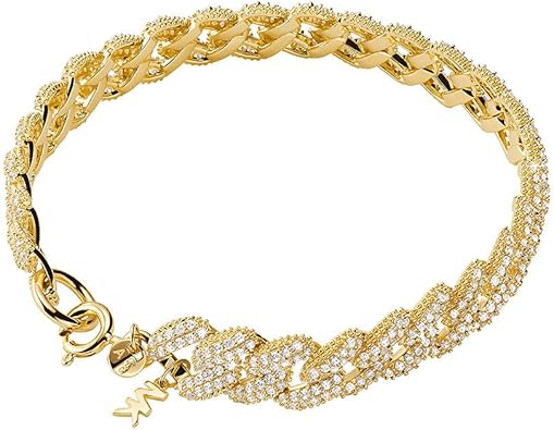 Michael Kors MKC1427AN710 Pulsera Premium para mujer MKC1427AN710, Plata Esterlina Oro amarillo Circonia cúbica