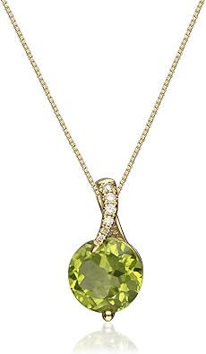 Gin & Grace Colgante de oro amarillo de 14 k con diamante de peridoto genuino (SI1) para mujer,