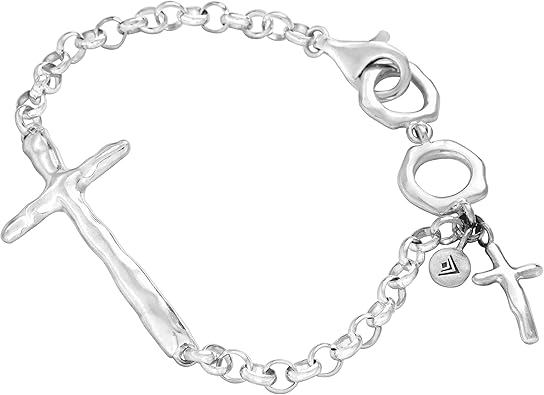 Silpada Pulsera de cadena cruzada orgánica 'in Good Faith' en plata de ley, 7.5"