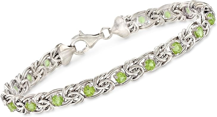 Ross-Simons Pulsera bizantina de piedras preciosas en plata de ley