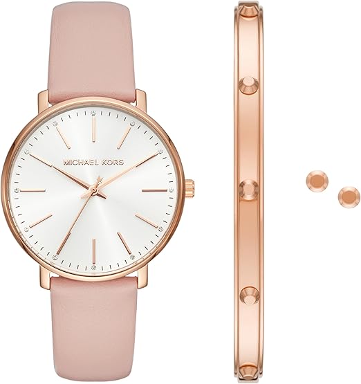 Michael Kors Pyper - Reloj de acero inoxidable para mujer, con correa de acero, cuero o silicona