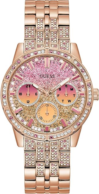 GUESS Reloj deportivo multifunción con cristal duotono de 1.575 in para mujer