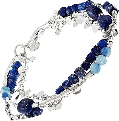 Silpada 'Azurro' Pulsera de cuentas de aguamarina y hematita en plata de ley, 7.5"