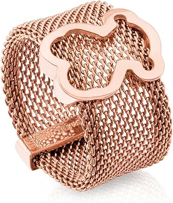 TOUS Icon Mesh 925 Rose Vermeil y anillo de acero IP, Oro, rosa, acero