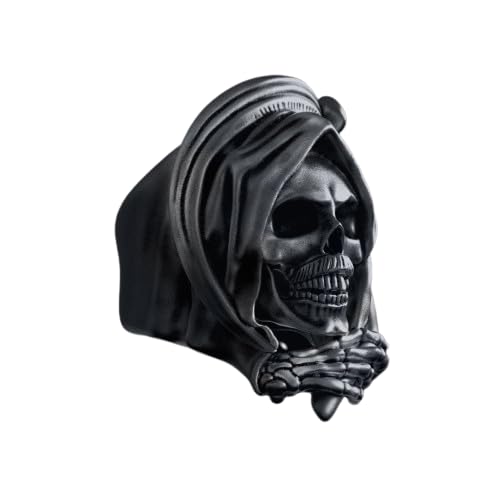 Anillo de calavera Grim Reaper para hombre,