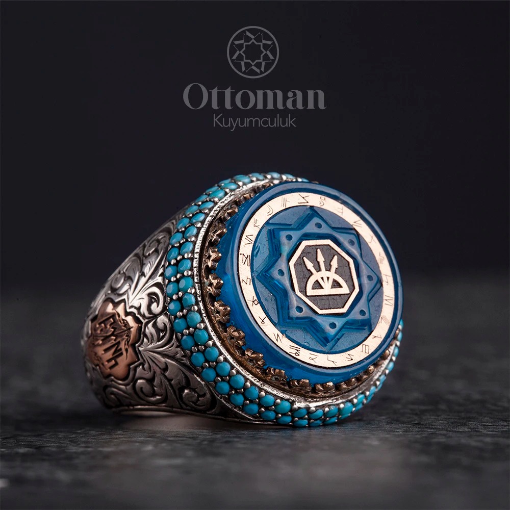 Oghuz Khgan anillo de plata para hombre